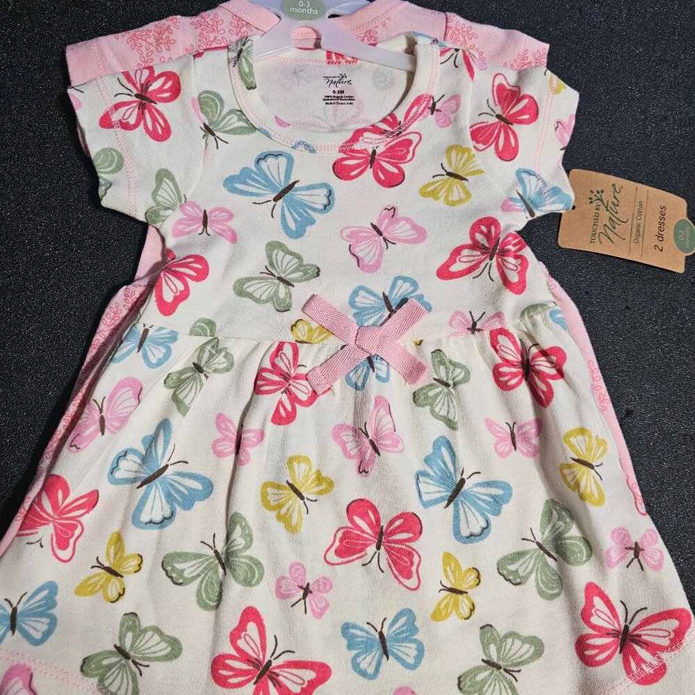 0-3 Months Touch of Nature Pair of Dresses